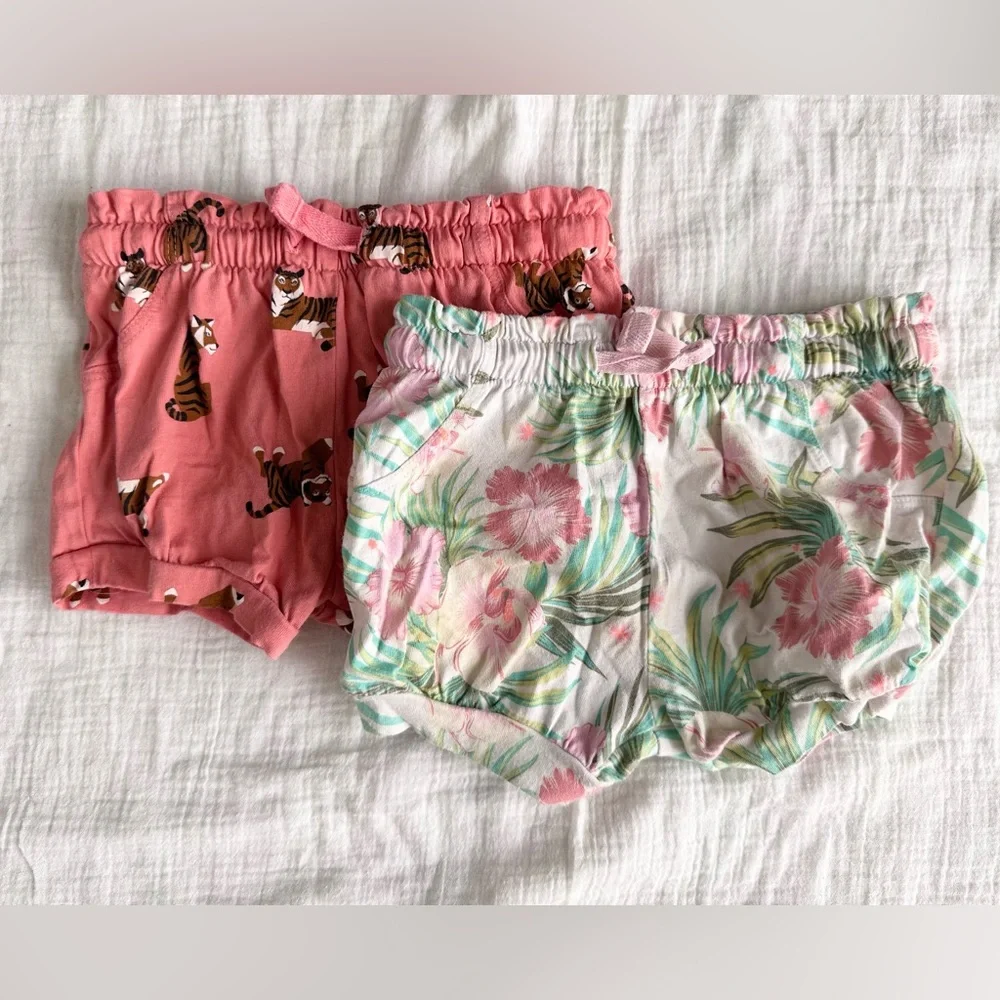 Baby Berry Cotton Shorts - Set of 2 - Elastic Waist - Size 1 / 12-18 Months - Picture 1 of 3